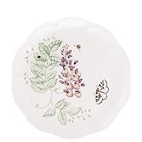 Lenox Butterfly Meadow Blue Butterfly Accent Plate, 1 Count (Pack of 1), white body