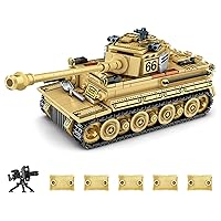 Qter Tiger Tank Clamp Building Block Model, Technology Military Tank MOC Building Blocks Set Collection Gift for Adults (528 Pieces) (Tiger Tank)