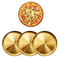 4 PCS Pizza Pan, 9 Inch Pizza Pan Stainless Steel Pizza Pan Tray Round Gold Pizza Oven Baking Pan Non-Stick Baking Sheet for Oven Pizza Baking Tray Bakeware Pizza Pan for Home Restaurant Party