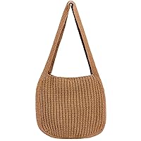 KUANG! Women's Hand Crocheted Tote Shoulder Bags Large Shopping Bag Handbag Plush Knitting Satchel Purses Travel Handbag