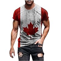 2024 Men 1th July Canada Day Patriotic Shirts Summer Short Sleeve T-Shirt Maple Leaves Flag Graphic Muscle Tees
