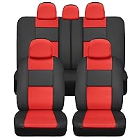 BDK Croc Skin Faux Leather Car Seat Covers, Full Set Red – Front and Back Split Bench Seat Covers, Airbag Compatible, Interior Covers for Cars Trucks Vans and SUVs