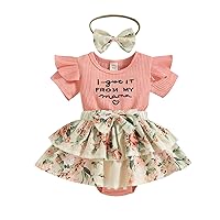 Newborn Baby Girls Clothes Summer Outfits Short Sleeve Knitted Mama Saying Romper Floral Shorts Headband