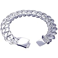 16 mm Heavy Solid Sterling Silver Miami Cuban Link Curb Bracelet Handmade in USA with Custom Handmade Box Lock Sizes 7, 7.5, 8, 8.5, 9, 9.5