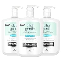 Neutrogena Ultra Gentle Foaming Facial Cleanser, Hydrating Face Wash for Sensitive Skin, Gently Cleanses Face Without Over Drying, Oil-Free, Soap-Free, 12. fl. oz, Pack of 3