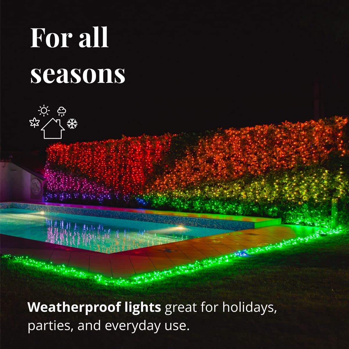 Twinkly Strings – App-Controlled LED Christmas Lights with 400 RGB+W (16 Million Colors + Warm White) LEDs. 105 feet. Green Wire. Indoor and Outdoor Smart Lighting Decoration