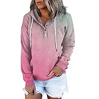 Pullover Hoodie For Women Casual Retro Graphic Button Down Sweatshirts Funny Tie Dye Print Hoody Tops With Pocket