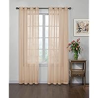 Odor Neutralizing Sheer Voile Grommet Window Curtain for Bedroom or Living Room (1 Panel), 59 in x 84 in, Latte