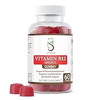 Vitamin B12 Gummy Energy Vitamins - Vitamin B12 Gummies for Adults 1000mcg W/Sodium - Energy Gummies That Support Bone Health W/Immune Support - 60 Raspberry Flavored Gummies