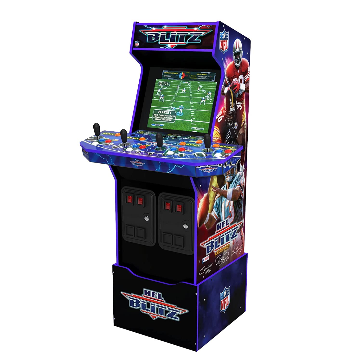 Arcade1Up NFL Blitz Legends Arcade Machine - 4 Player, 5-foot tall full-size stand-up game for home with WiFi for online multiplayer, leaderboards, and a light-up marquee