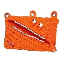 ZIPIT Monster Pencil Pouch for Boys | 3-Ring Binder Pencil Case | Large Capacity Pen Case for School (Orange)