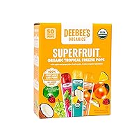 DeeBee's Organics Tropical SuperFruit Freezie Pops, No Added Sugars, No Artificial Flavors or Colors (Pack of 50)