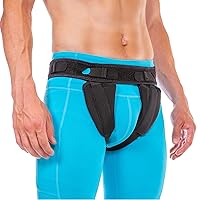 Inguinal Hernia Belt - Supportive Groin Pain Truss With Removable Left and Right Compression Pads For Pre or Post-Surgical Scrotal, Femoral, Single and Double Hernias in Men and Women (M)