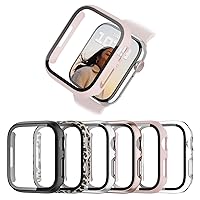 BHARVEST 6-Pack Hard PC Case Compatible with Apple Watch Series 8 Series 7 45mm, Case with Tempered Glass Screen Protector Overall Bubble-Free Cover for iWatch 8 iWatch 7 Accessories, 45mm