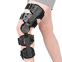 Hinged Knee Brace ROM Adjustable Post Op Knee Support Orthosis Immobilizer Protector for Left Leg and Right Leg, Both Men and Women
