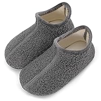 Scurtain Unisex Big Kids Little Kids Slippers Socks Artificial Woolen Slippers with Non-slip Rubber Sole for Big Boys Girls Little Boys Girls