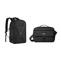 MOSISO Camera Backpack Bag Case, DSLR/SLR/Mirrorless Photography Camera Bag 15-16 inch Waterproof Hardshell Case & Camera Messenger Bag Crossbody Shoulder Bag Compatible with Canon/Nikon/Sony, Black