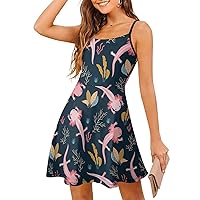 Axolotl & Sea Weed Women's Sleeveless Sundress Skirt Summer Beach Swing Dress