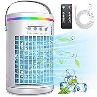 Portable Air Conditioners Fan,Vosaf 1400ml Evaporative Mini Air Conditioner with 7 Colors Light,3 Speeds Personal Air Conditioner, Portable AC Air Cooler with Humidifier for Room Bedroom Office Desk