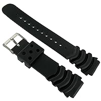 18mm MW Raised Relief Sport Waterproof Black Rubber Watch Band fits Seiko MW2