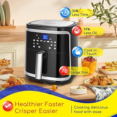 Mua Aigostar 7L Air Fryer with Recipes, 1900W Large Air Fryers Oven for  Home Use, Digital Touchscreen with 8 Cooking Presets, Preheat & Keep Warm,  Detachable Basket, Healthy Oil Free Cooking 