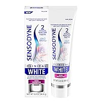 Sensodyne Clinical White Toothpaste Clinically Proven Whitening for Sensitive Teeth, Stain Protector, 3.4 oz
