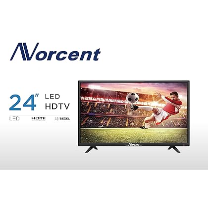 Norcent 24 Inch 720P N24-HD1 LED HD Backlight Flat VGA USB HDMI Digital TV Tuner Cable Dual Channel Speaker Monitor Television (Renewed)