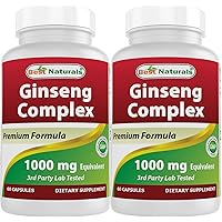Best Naturals Ginseng Complex 1000 mg 60 Capsules (60 Count (Pack of 2))