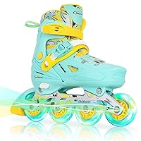 Nattork Inline Skates for Girls and Boys Kids, 4 Sizes Adjustable Inline Skates with Light up Wheels, Illuminating Beginner Roller Skates for Kids & Adult Youth