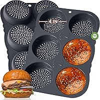 Hamburger Bun Pan, 4 Inch Silicone Hamburger Bun Mold, 6 Cup Big Baking Pan for Homemade Hamburger Buns, Dishwasher Safe ＆ BPA-Free