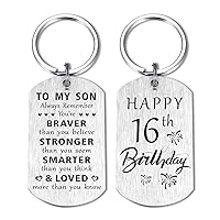 Son Birthday Gifts from Mom Dad - Son Happy Birthday Gifts - Son Birthday Engraved Keychain Gifts