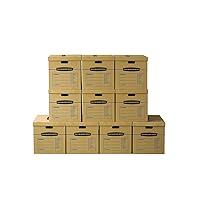 Bankers Box 10 Pack Large Classic Moving Boxes, Tape-Free with Reinforced Handles