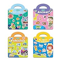 Reusable Sticker Books for Kids, Jelly Stickers Activity Books,Sticker Activity Books for Kids, Reusable Sticker Book Toddler Travel Toys Waterproof Sticker Books for Kids - FSC Certified