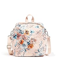 Vera Bradley Women's Performance Twill Convertible Small Backpack, Peach Blossom Bouquet, One Size