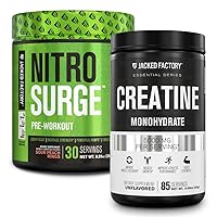 Jacked Factory Nitrosurge Pre-Workout in Sour Peach Rings & Creatine Monohydrate for Men & Women