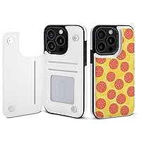 Pepperoni Pizza Pattern Flip Leather Wallet Case Card Holder Compatible with iPhone 15 Series