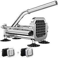 French Fry Cutter, Stainless Steel Potato Cutter with 1/2 Inch and 3/8 Inch Blades, Commercial French Fries Slicer for Whole Potatoes, Carrots, Cucumbers