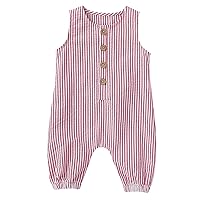 6 Month Old Baby Boy Clothes Newborn Infant Baby Girl Boy Striped Romper Sleeveless 1 Piece Button (Red, 0-3 Months)
