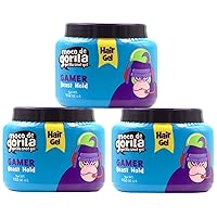 Moco de Gorila Gamer, Hair Styling Gel, Gives your Hairstyle a Long-Lasting Effect, Reactivate with Water, High Fixation, 3-Pack of 9.52 Oz Each, 3 Jars