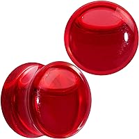 Body Candy 2PC Clear Acrylic Red Fake Blood Saddle Plugs Double Flare Plug Ear Plug Gauges