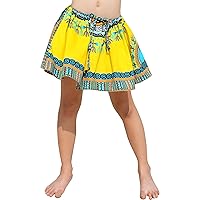 RaanPahMuang Mini Gypsy Childrens Africa Dashiki Art Pullsting Girls Dance Skirt, Light Yellow