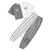 SOLY HUX Girl's 2 Piece Outfits Cute Crop Tops and Pants Set Butterfly Summer Preppy Summer Clothes