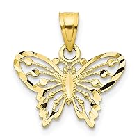 10K Yellow Gold Shiny-Cut Butterfly Pendant