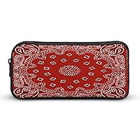 Red Bandana Pattern Pencil Case Cute Pen Pouch Cosmetic Bag Pecil Box Organizer for Travel Office
