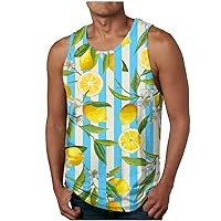 Tropical Print Sleeveless Vest for Men Funny Graphic Tanks Trendy Hawaiian Tank Tops Tropical Beach Lounge Shirts