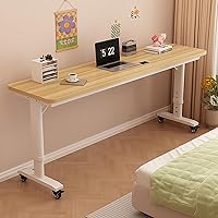 Nightstand, Bedside Table on Wheels, Height-Adjustable, Table on Wheels, Bed Table, MDF, Height-Adjustable, Width-Adjustable 150×40cm/59×15.7in Yellow