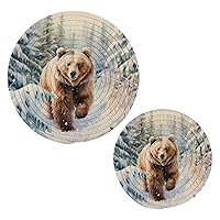 Bear (2) Trivets for Hot Dishes 2 Pcs,Hot Pad for Kitchen,Trivets for Hot Pots and Pans,Large Coasters Cotton Mat Cooking Potholder Set