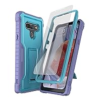 DUOPAL for LG Stylo 6 & LG K71 Case, Military Grade Protection Shockproof Case with Tempered Glass HD Screen Protector and Kickstand Compatible with LG Stylo 6 & LG K71 Phone 6.8 Inch (Blue)