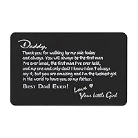 Dreambell Best Dad Ever Engraving Text Wallet Mini Insert Family Love Note Card Men Father's Day Birthday keepsake Gift from Son Daughter