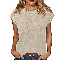 Women Tops Short Sleeve Shirts for Women Fashion Tops Trendy Lightweight Soft Casual Summer Outfits 2024 Blouse Tunic Beige